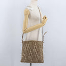 HUNTING WORLD Shoulder Bag Canvas Beige Silver Auth 148985-21