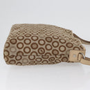 HUNTING WORLD Shoulder Bag Canvas Beige Silver Auth 148985-3