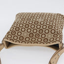 HUNTING WORLD Shoulder Bag Canvas Beige Silver Auth 148985-6