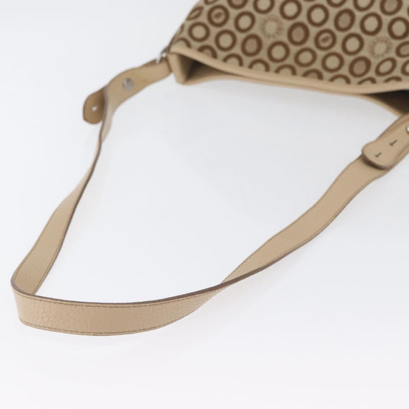 HUNTING WORLD Shoulder Bag Canvas Beige Silver Auth 148985