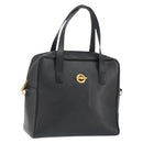CELINE Hand Bag Leather Black Gold Auth 149040-1