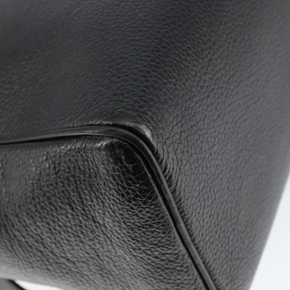 CELINE Hand Bag Leather Black Gold Auth 149040