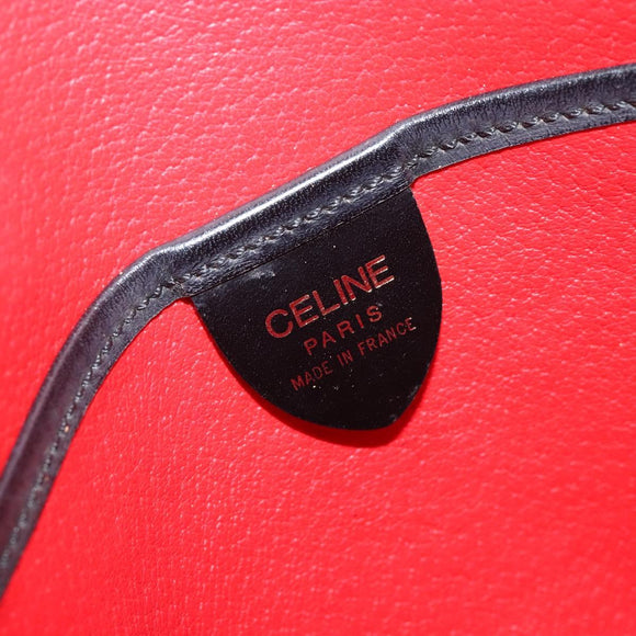 CELINE Hand Bag Leather Black Gold Auth 149040