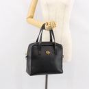 CELINE Hand Bag Leather Black Gold Auth 149040-22