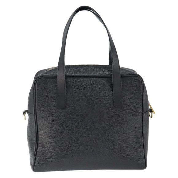 CELINE Hand Bag Leather Black Gold Auth 149040