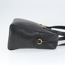 CELINE Hand Bag Leather Black Gold Auth 149040-3