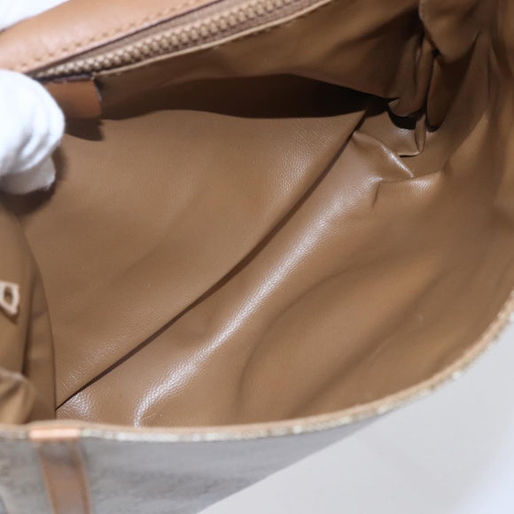 CELINE Macadam Canvas Shoulder Bag PVC Beige Gold Auth 149041