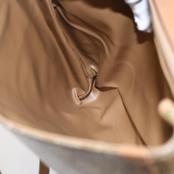 CELINE Macadam Canvas Shoulder Bag PVC Beige Gold Auth 149041