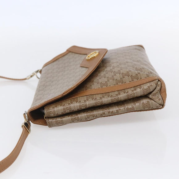 CELINE Macadam Canvas Shoulder Bag PVC Beige Gold Auth 149041