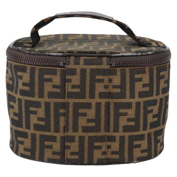 FENDI Zucca Canvas Vanity Hand Bag Black Brown Auth 149042 - 0