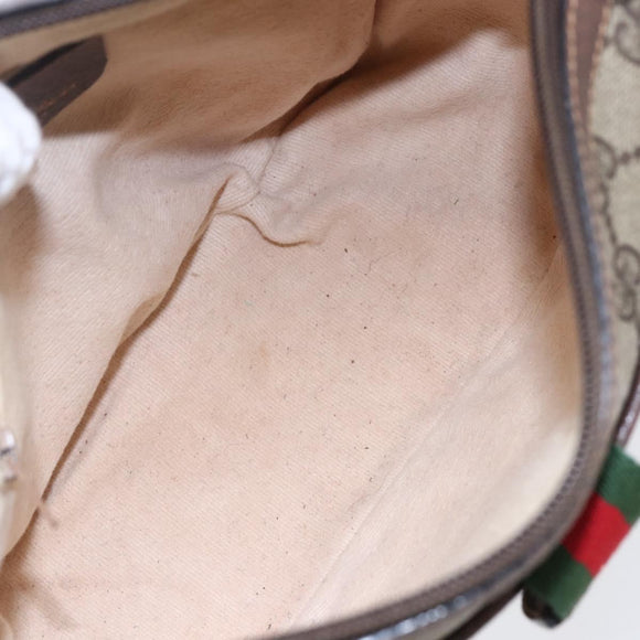 GUCCI GG Supreme Web Sherry Line Shoulder Bag PVC Beige Auth 149043