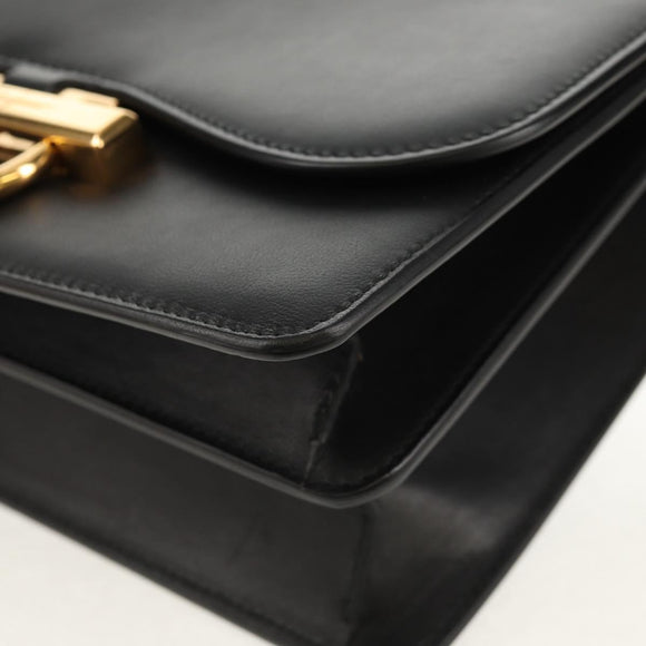 Salvatore Ferragamo Gancini Joan Shoulder Bag Leather Black Gold Auth 149044V