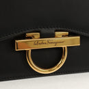 Salvatore Ferragamo Gancini Joan Shoulder Bag Leather Black Gold Auth 149044V-16