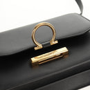 Salvatore Ferragamo Gancini Joan Shoulder Bag Leather Black Gold Auth 149044V-17