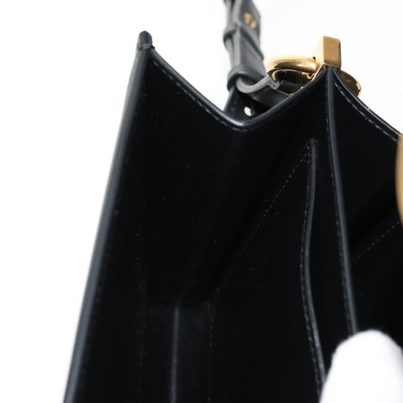 Salvatore Ferragamo Gancini Joan Shoulder Bag Leather Black Gold Auth 149044V