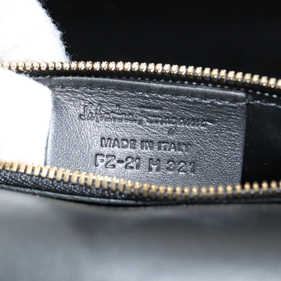 Salvatore Ferragamo Gancini Joan Shoulder Bag Leather Black Gold Auth 149044V