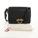 Salvatore Ferragamo Gancini Joan Shoulder Bag Leather Black Gold Auth 149044V-30