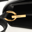 Salvatore Ferragamo Gancini Joan Shoulder Bag Leather Black Gold Auth 149044V-5