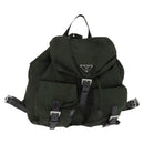 PRADA Backpack Nylon Khaki Silver Auth 149045-1