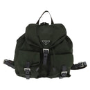 PRADA Backpack Nylon Khaki Silver Auth 149045-13