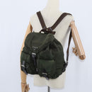 PRADA Backpack Nylon Khaki Silver Auth 149045-23
