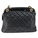 CHANEL Chain Shoulder Bag Lamb Skin Black Gold CC Auth 149046-2