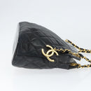 CHANEL Chain Shoulder Bag Lamb Skin Black Gold CC Auth 149046-3