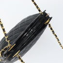 CHANEL Chain Shoulder Bag Lamb Skin Black Gold CC Auth 149046-6