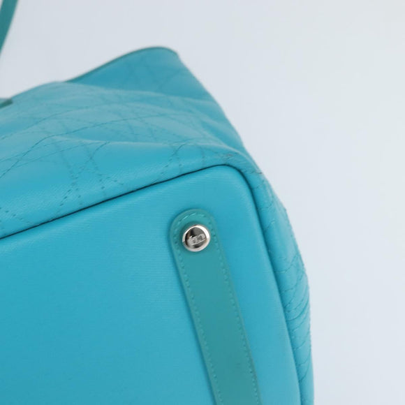 Christian Dior Canage Panarea Bag Coated Canvas Turquoise Blue Auth 149047