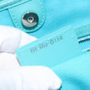 Christian Dior Canage Panarea Bag Coated Canvas Turquoise Blue Auth 149047-12