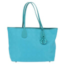 Christian Dior Canage Panarea Bag Coated Canvas Turquoise Blue Auth 149047-13
