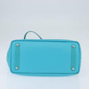 Christian Dior Canage Panarea Bag Coated Canvas Turquoise Blue Auth 149047-5