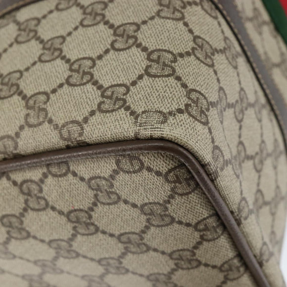 GUCCI GG Supreme Web Sherry Line Bag PVC Beige Gold 24 012 3842 Auth 149058