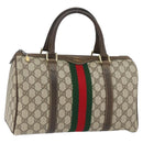 GUCCI GG Supreme Web Sherry Line Bag PVC Beige Gold 24 012 3842 Auth 149058-1