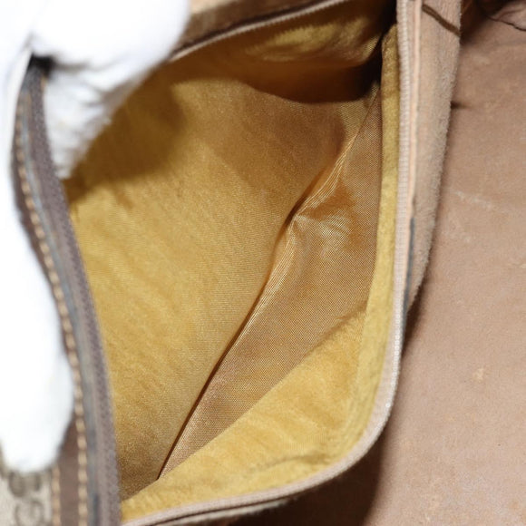 GUCCI GG Supreme Web Sherry Line Bag PVC Beige Gold 24 012 3842 Auth 149058