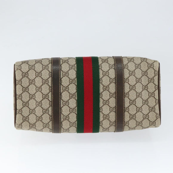 GUCCI GG Supreme Web Sherry Line Bag PVC Beige Gold 24 012 3842 Auth 149058