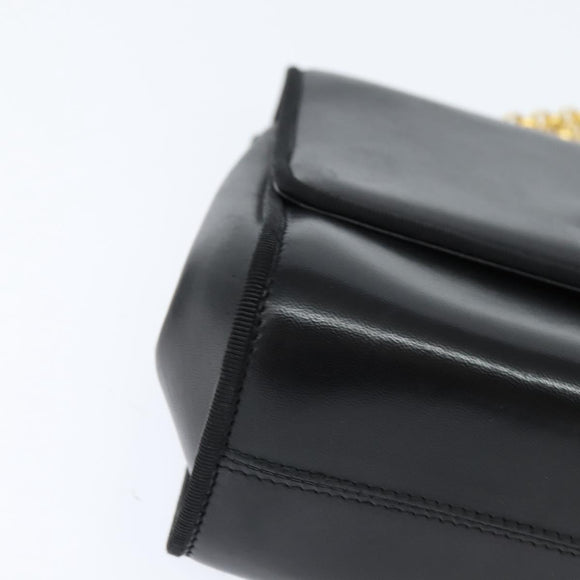 Salvatore Ferragamo Chain Shoulder Bag Leather Black Gold Auth 149060