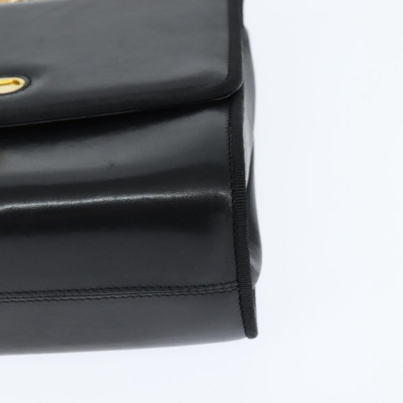 Salvatore Ferragamo Chain Shoulder Bag Leather Black Gold Auth 149060