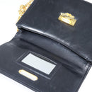Salvatore Ferragamo Chain Shoulder Bag Leather Black Gold Auth 149060-19