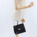 Salvatore Ferragamo Chain Shoulder Bag Leather Black Gold Auth 149060-22