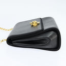 Salvatore Ferragamo Chain Shoulder Bag Leather Black Gold Auth 149060-3