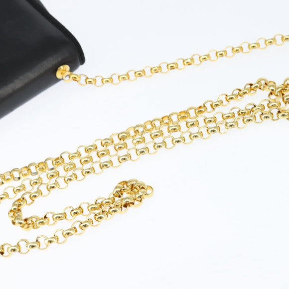 Salvatore Ferragamo Chain Shoulder Bag Leather Black Gold Auth 149060