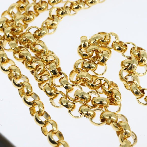 Salvatore Ferragamo Chain Shoulder Bag Leather Black Gold Auth 149060