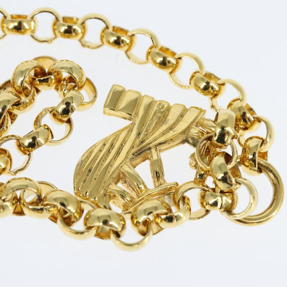 Salvatore Ferragamo Chain Shoulder Bag Leather Black Gold Auth 149060