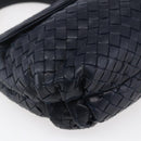 BOTTEGA VENETA INTRECCIATO Hand Bag Leather 2way Navy Gold Auth 149061-13