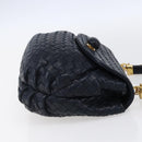 BOTTEGA VENETA INTRECCIATO Hand Bag Leather 2way Navy Gold Auth 149061-5