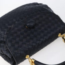 BOTTEGA VENETA INTRECCIATO Hand Bag Leather 2way Navy Gold Auth 149061-6