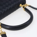 BOTTEGA VENETA INTRECCIATO Hand Bag Leather 2way Navy Gold Auth 149061-7
