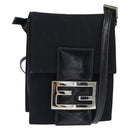 FENDI Mamma Baguette Shoulder Bag Nylon Black Silver Auth 149063-1