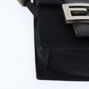 FENDI Mamma Baguette Shoulder Bag Nylon Black Silver Auth 149063-14